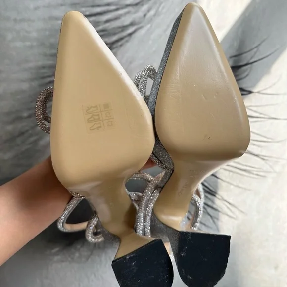 🌺MACH & MACH 🌺 Double Bow Platform Pump Silver Glitter Size: 38 - Picture 14 of 15